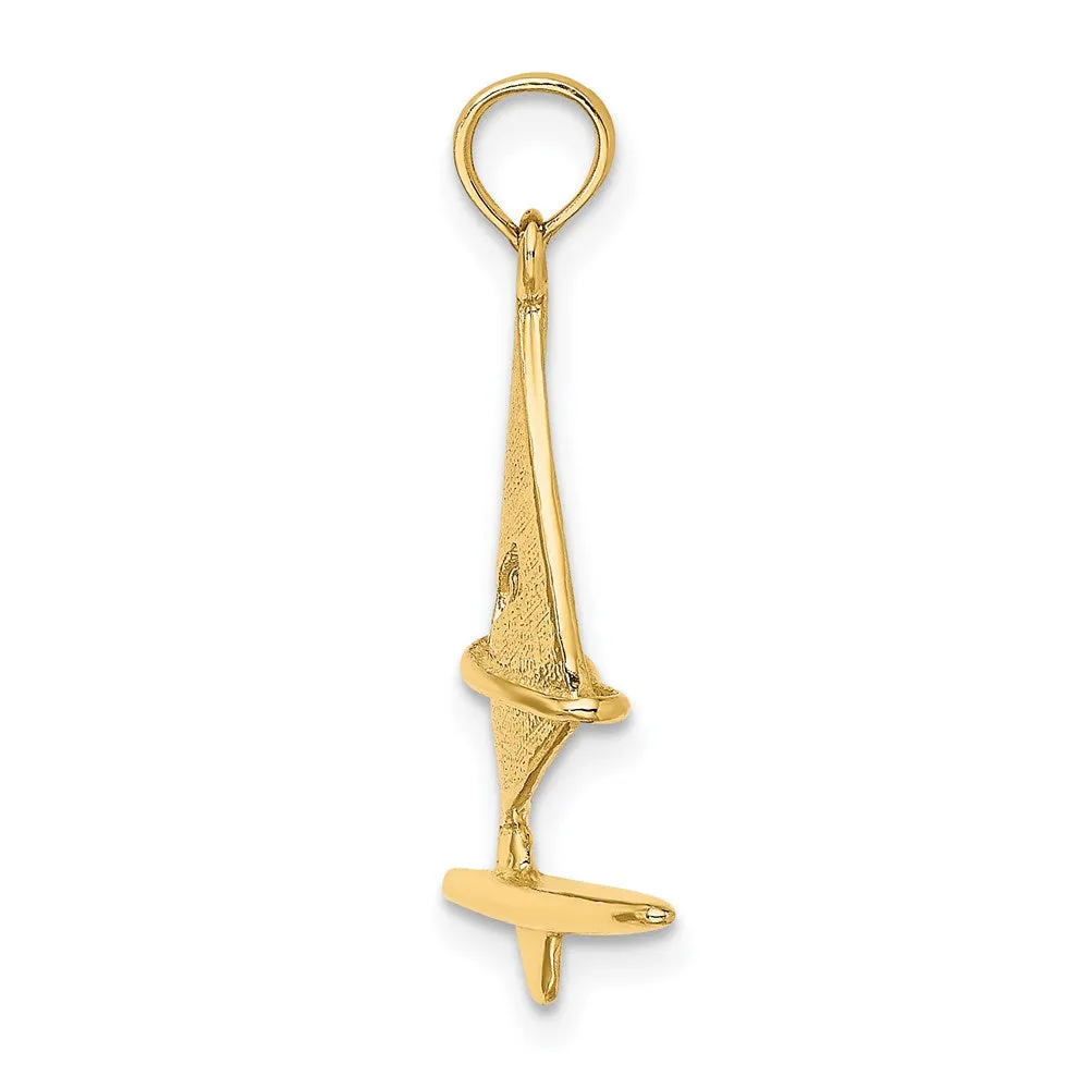 14K 3-D Textured Windsail Surfing Board Charm