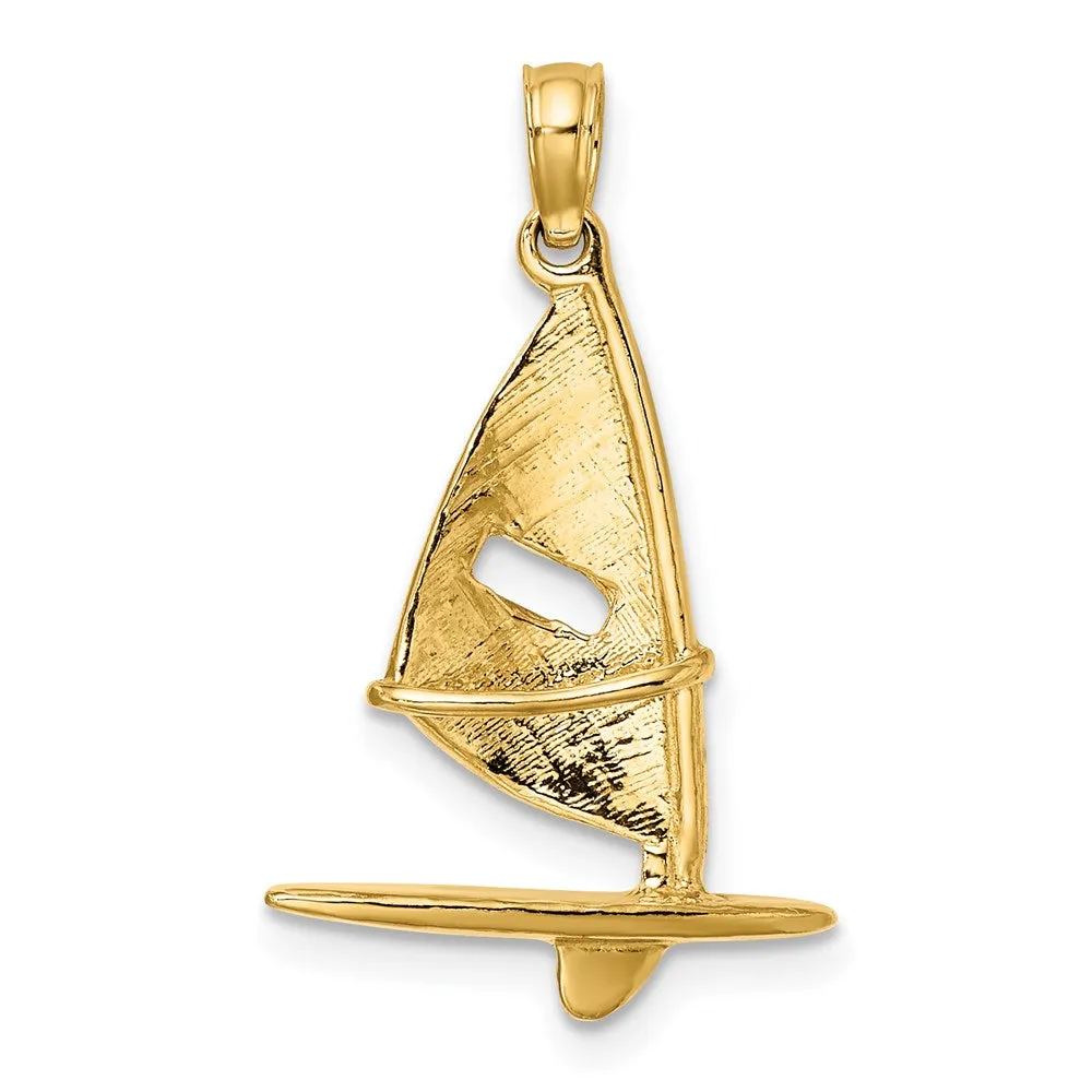 14K 3-D Textured Windsail Surfing Board Charm