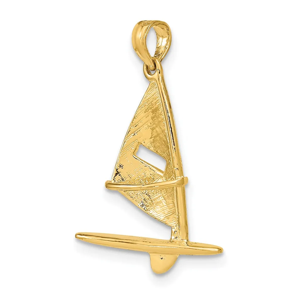 14K 3-D Textured Windsail Surfing Board Charm
