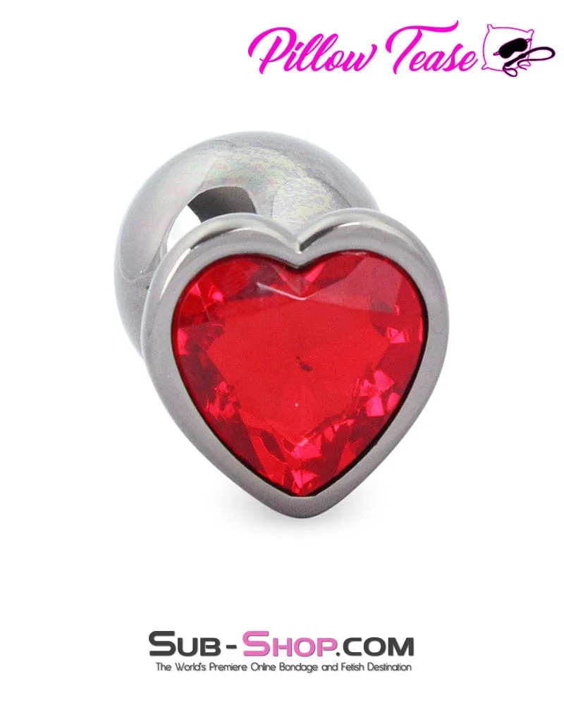 4727M      Heart Jeweled Stainless Steel Butt Plug – Medium Black