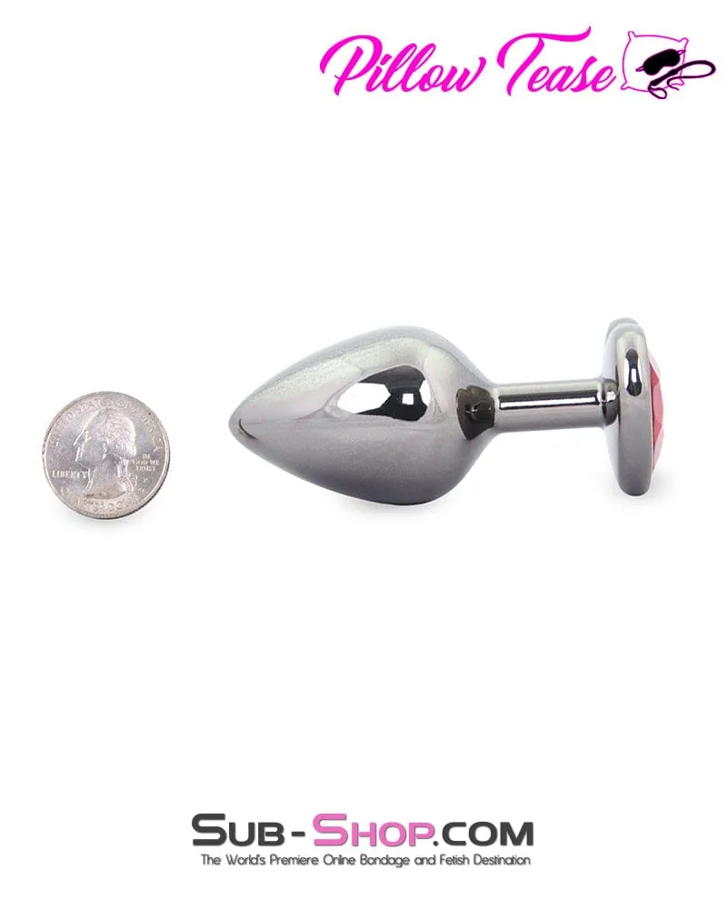 4727M      Heart Jeweled Stainless Steel Butt Plug – Medium Black