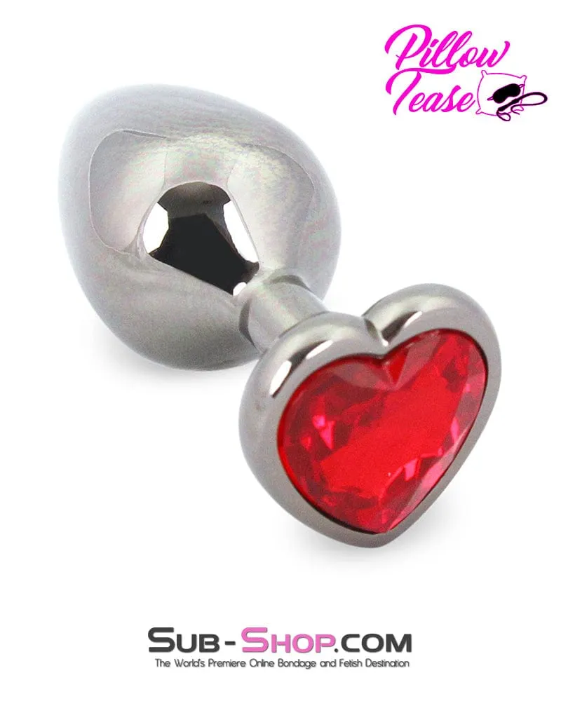 4727M      Heart Jeweled Stainless Steel Butt Plug – Medium Black