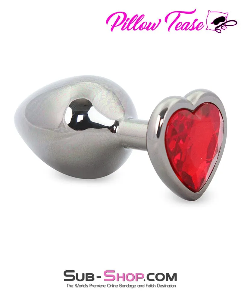 4727M      Heart Jeweled Stainless Steel Butt Plug – Medium Black
