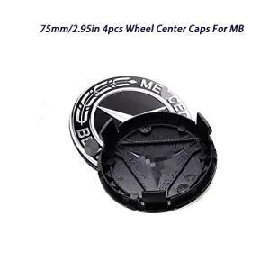 4PCS OEM 75mm/2.95inch Wheel Center Hub Caps for Mercedes Benz ,Wheel Center Caps Fit for Mercedes (Black)