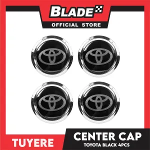 4pcs Toyota Center Cap Toy (Black with Silver) Wheel Center Hub Caps Black Alloy Rim Cover Badges