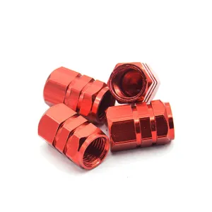 Aluminum Wheel Valve Caps (Red)