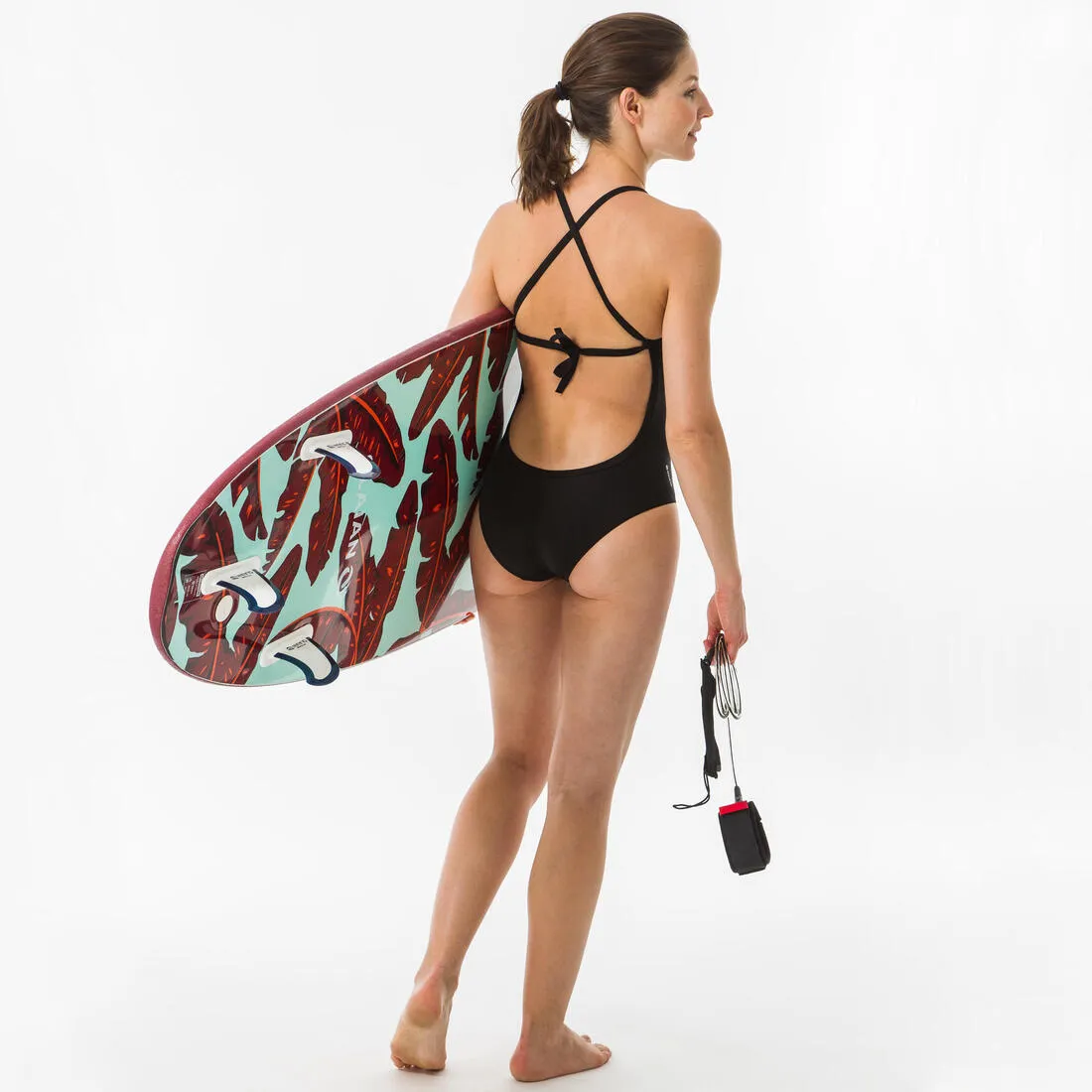 ANDREA KOGA MALDIVES Women's 1-piece surf swimsuit with open X or H back.