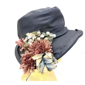 Antique Brimmed Cloche Hat 20s Flapper Flowers Straw Tenne New York Paris Large