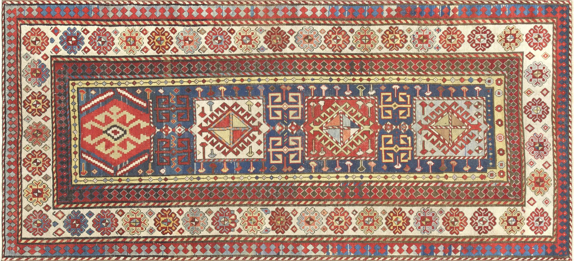 Antique Caucasian Kuba Rug - 3'6" x 7'6"