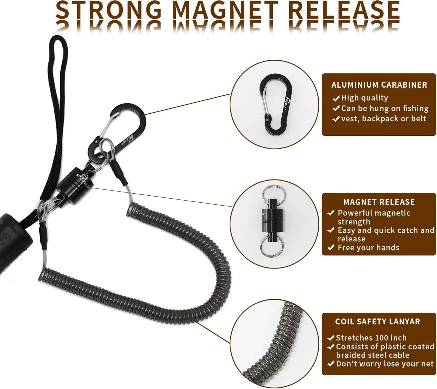 Bass Trout Landing Net, Folding Fishing Nets Fresh Water, Safe Fish Catching or Releasing, Fly Fishing net Magnetic Release