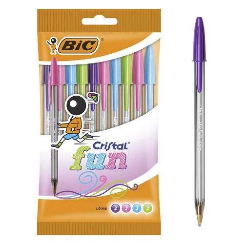 BIC - Packet of 10 Cristal Ballpoint Pens - Fun