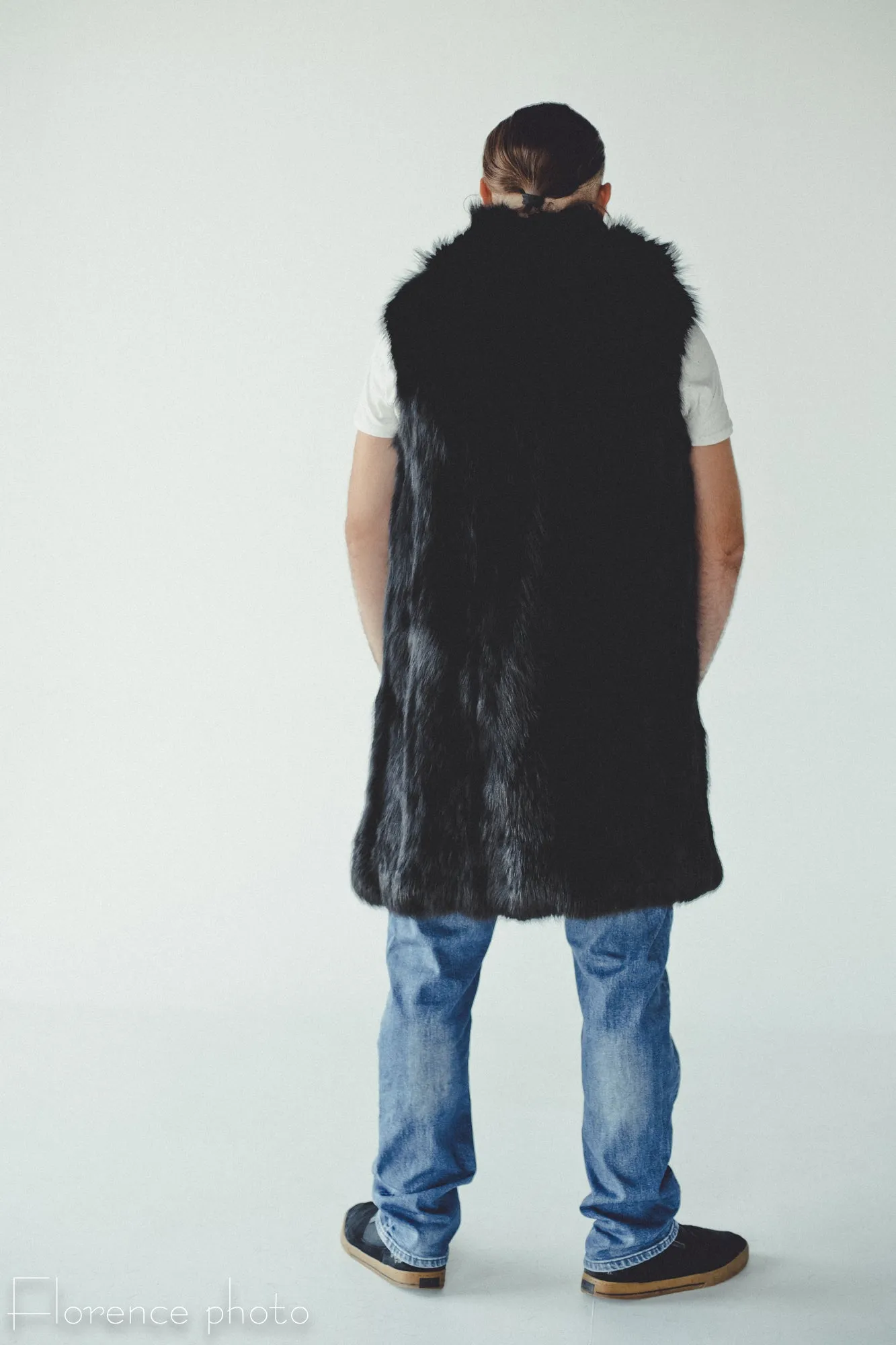 Black Fox Fur Vest for Men