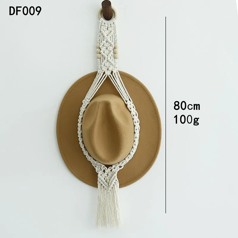 Boho Hand-Woven Macrame Hat Display Rack Hanging Cap Holder 1-3 Hat Rope hanger