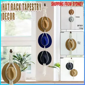 Boho Hand-Woven Macrame Hat Display Rack Hanging Cap Holder 1-3 Hat Rope hanger