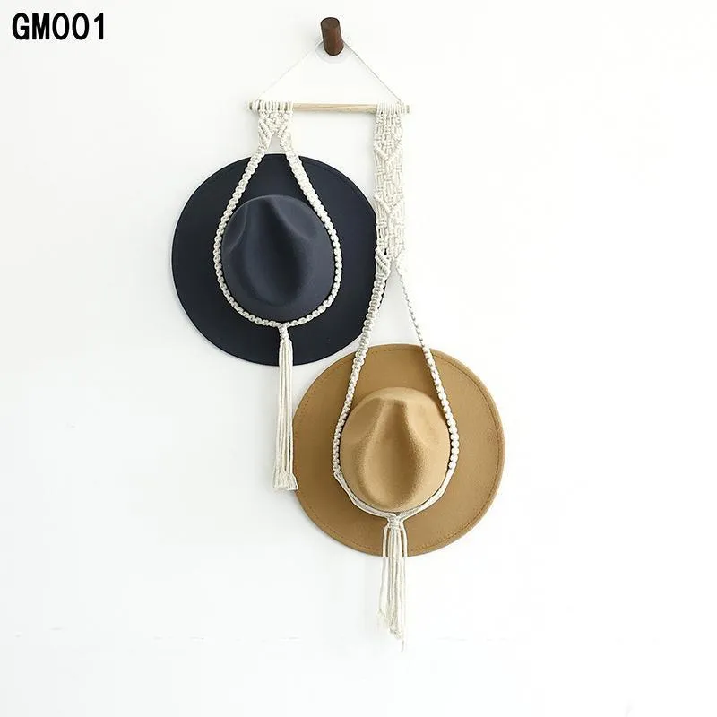 Boho Hand-Woven Macrame Hat Display Rack Hanging Cap Holder 1-3 Hat Rope hanger