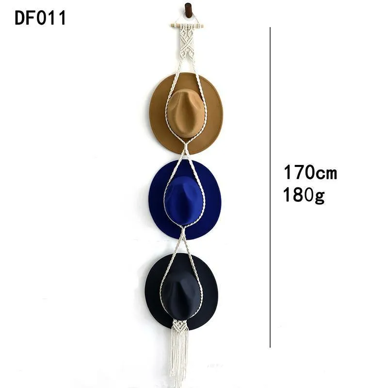 Boho Hand-Woven Macrame Hat Display Rack Hanging Cap Holder 1-3 Hat Rope hanger