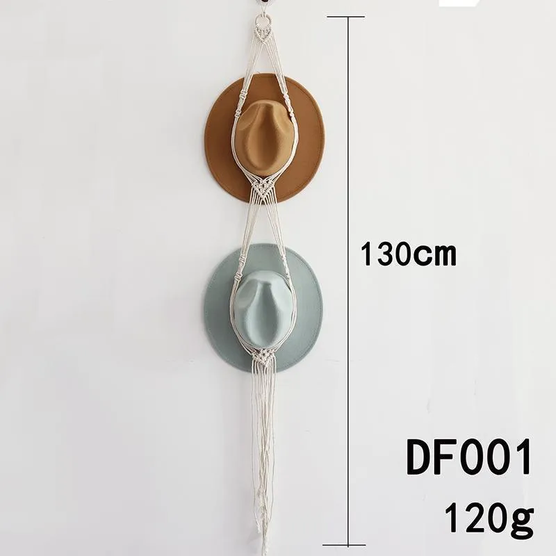 Boho Hand-Woven Macrame Hat Display Rack Hanging Cap Holder 1-3 Hat Rope hanger