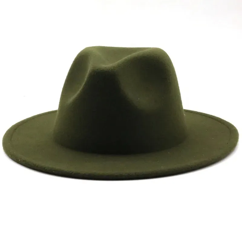British Style winter Child wool solid Classic fedoras cap Boy Girls panama jazz hat Big Wide Brim Big black Fedoras 52-54CM