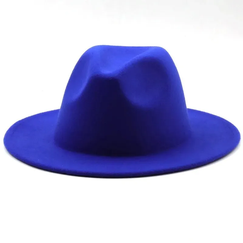 British Style winter Child wool solid Classic fedoras cap Boy Girls panama jazz hat Big Wide Brim Big black Fedoras 52-54CM