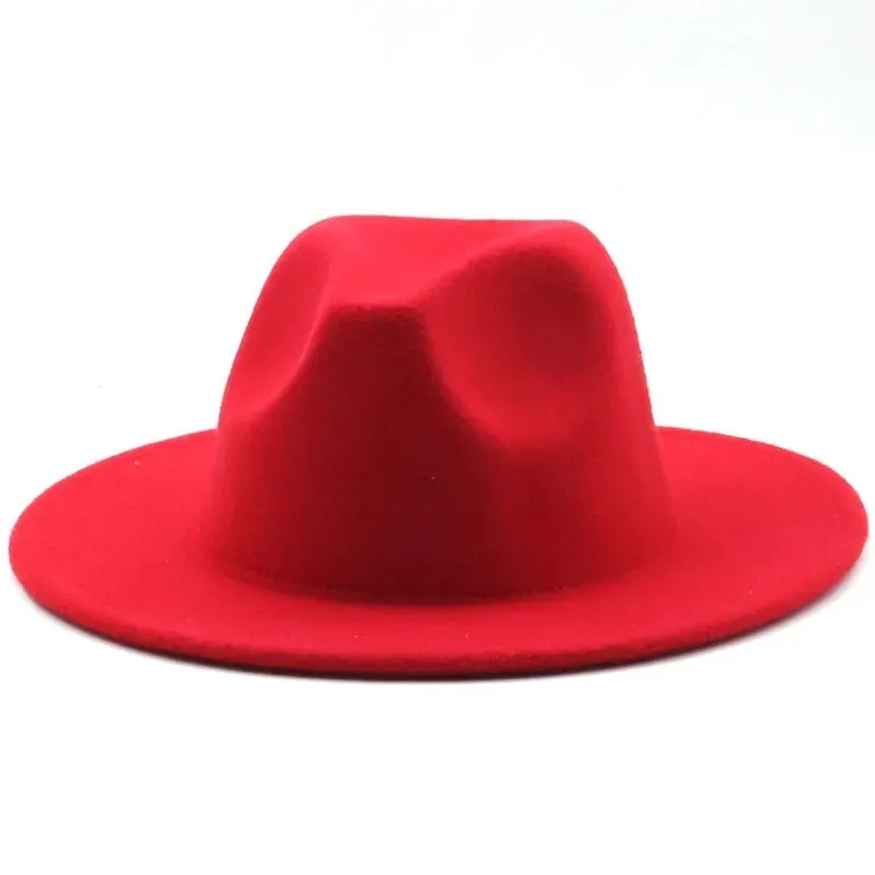 British Style winter Child wool solid Classic fedoras cap Boy Girls panama jazz hat Big Wide Brim Big black Fedoras 52-54CM