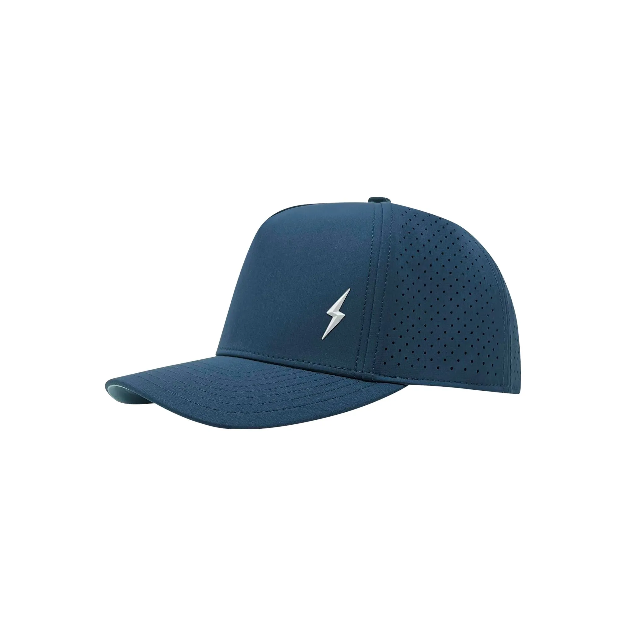 BRUCE BOLT Standard 5-Panel Snapback Hat - NAVY w/ WHITE BOLT