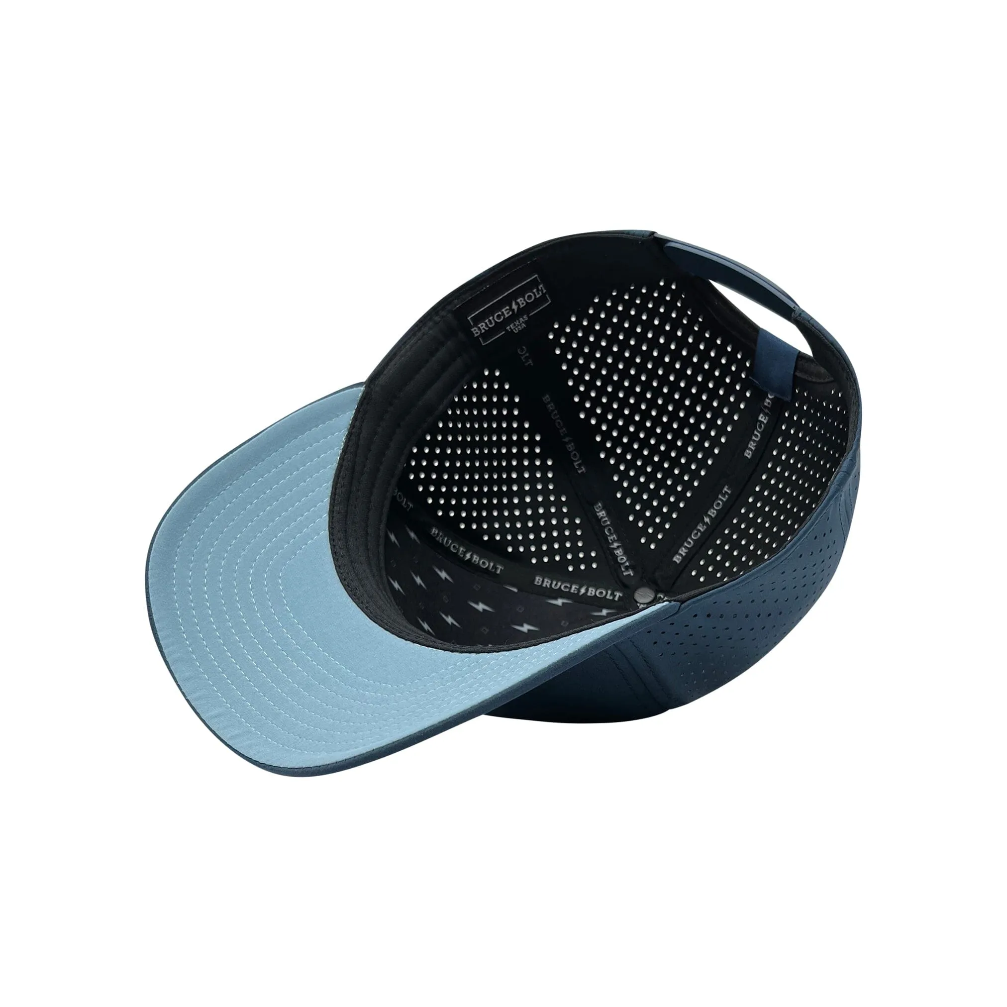 BRUCE BOLT Standard 5-Panel Snapback Hat - NAVY w/ WHITE BOLT