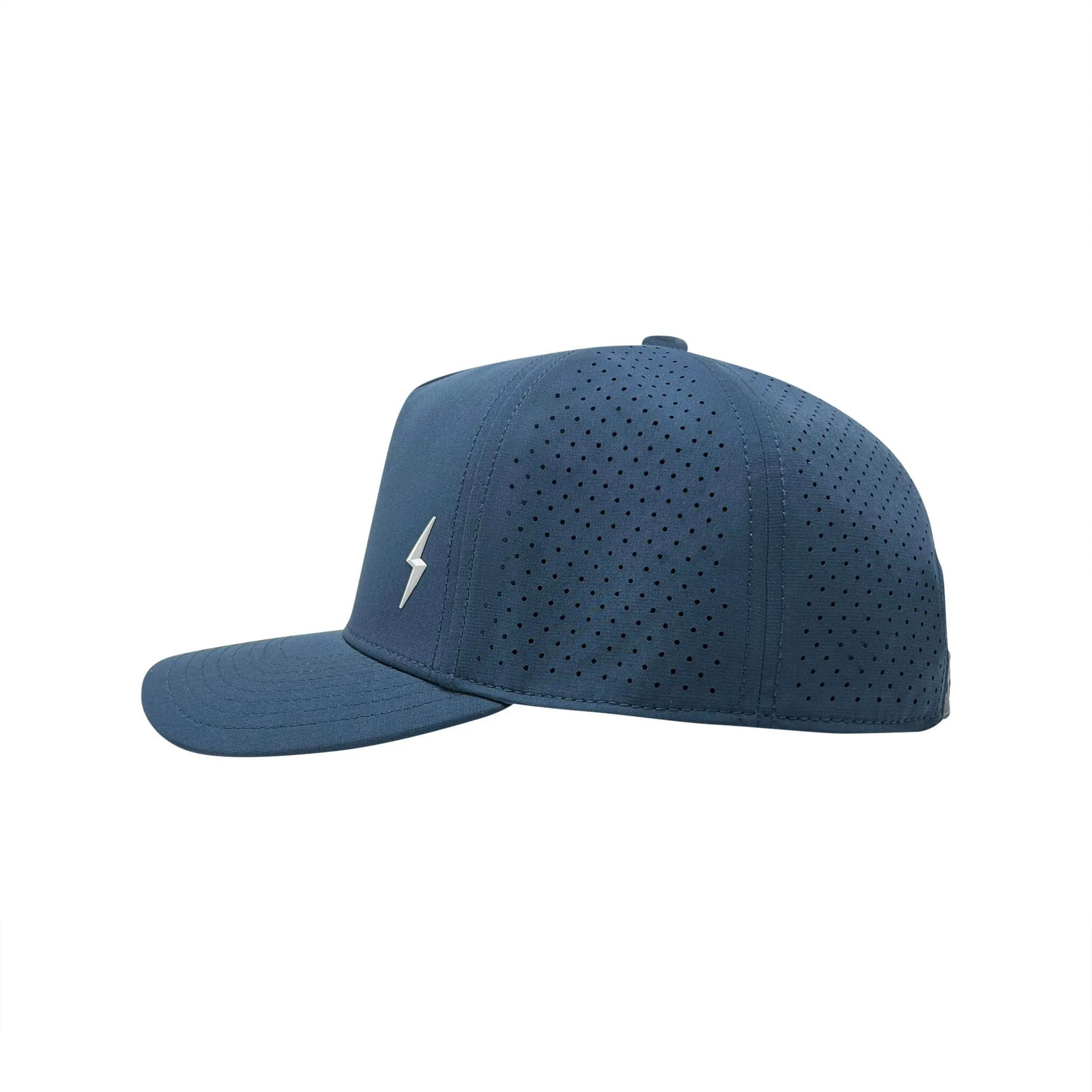 BRUCE BOLT Standard 5-Panel Snapback Hat - NAVY w/ WHITE BOLT
