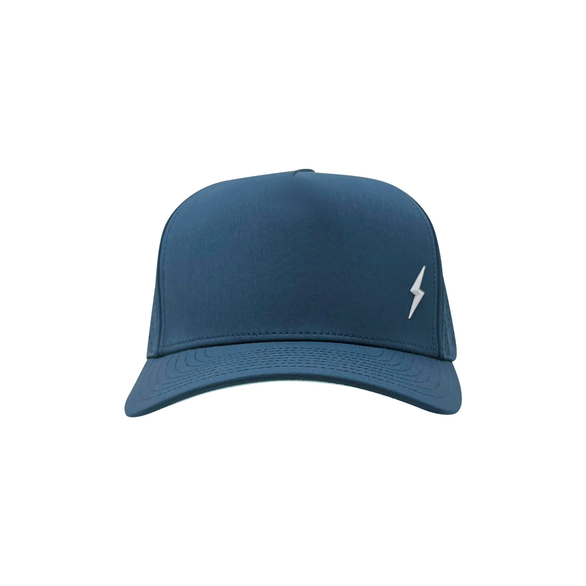 BRUCE BOLT Standard 5-Panel Snapback Hat - NAVY w/ WHITE BOLT