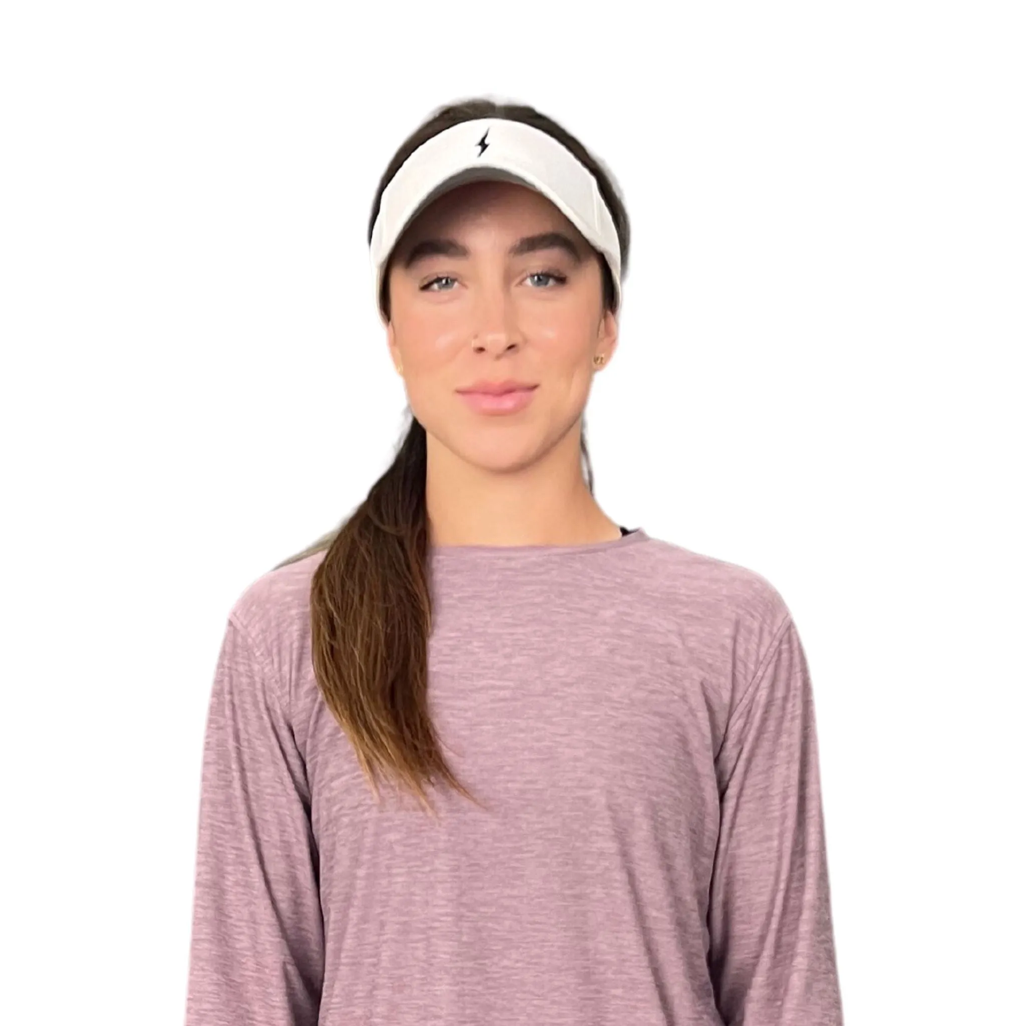 BRUCE BOLT Visor with Velcro Adjustment - WHITE w/ BLACK BOLT