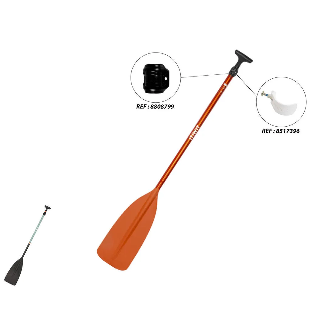 Canoe Paddle Single 100 adjustable alu 130/150 cm