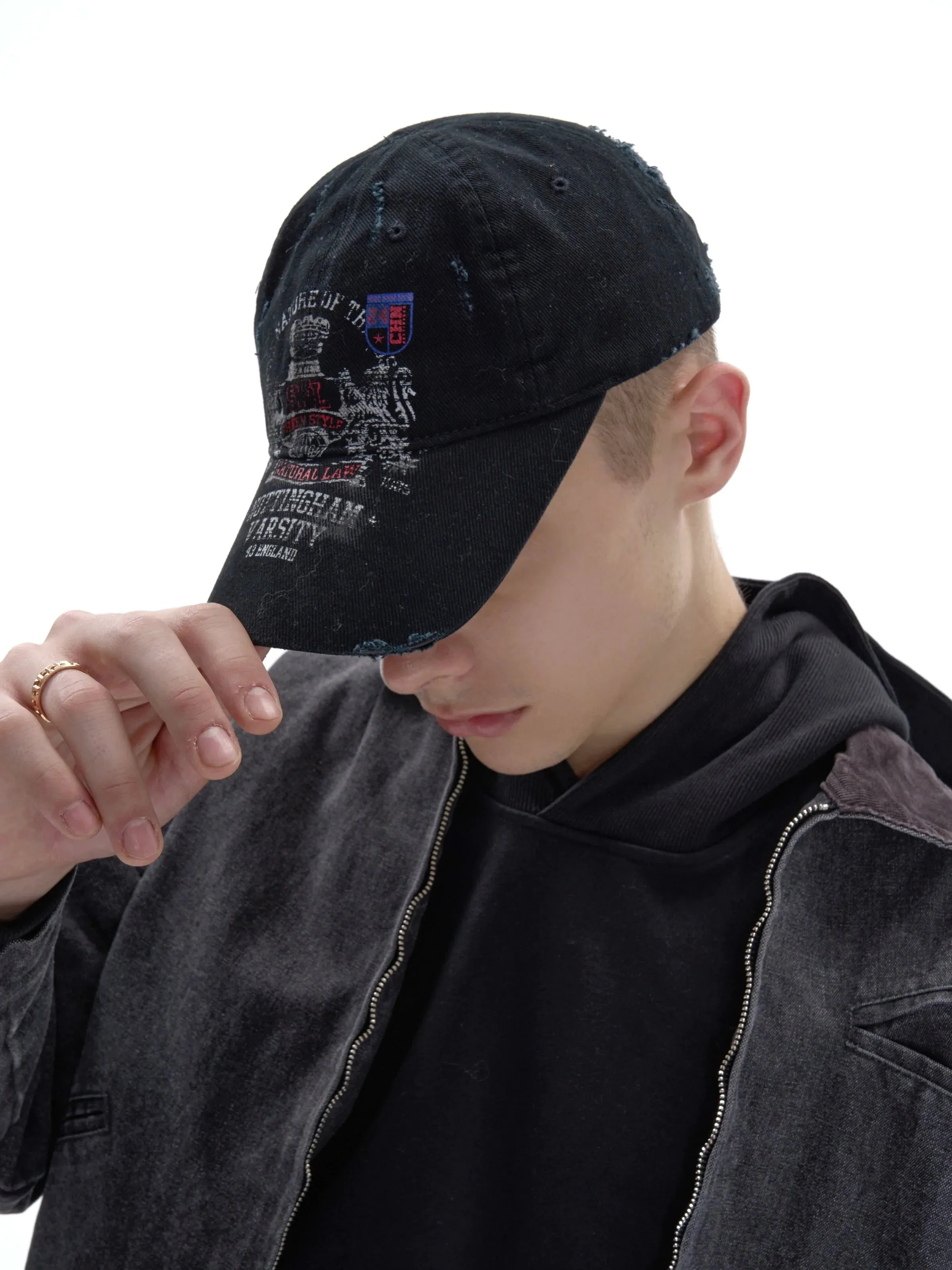 Distressed Embroidered Baseball Cap