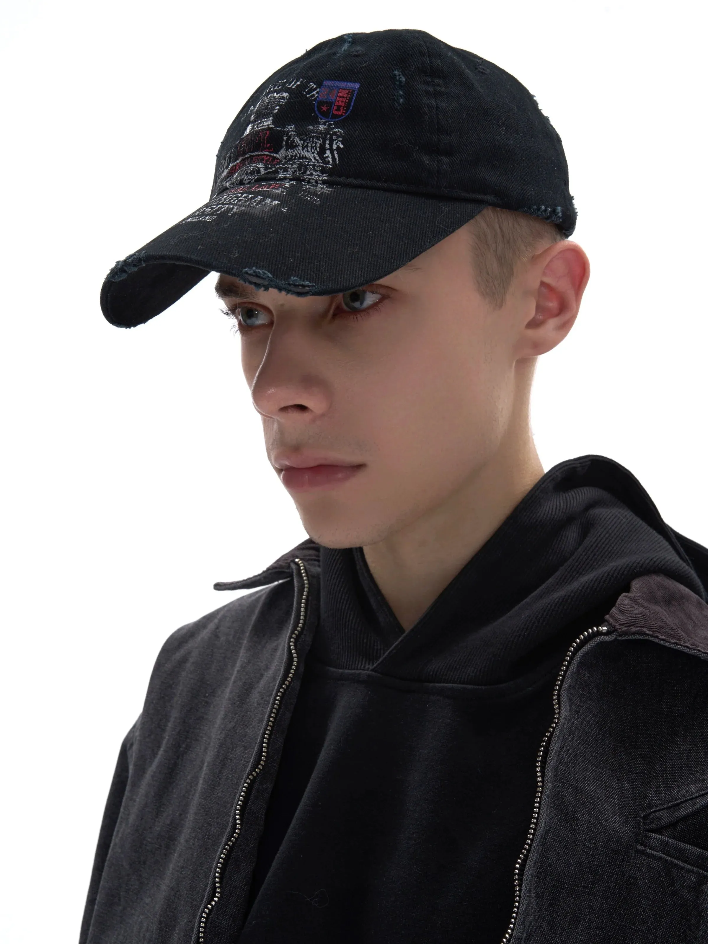 Distressed Embroidered Baseball Cap