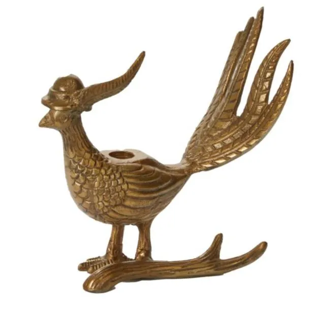 E E Antique Gold Candlestick Holder