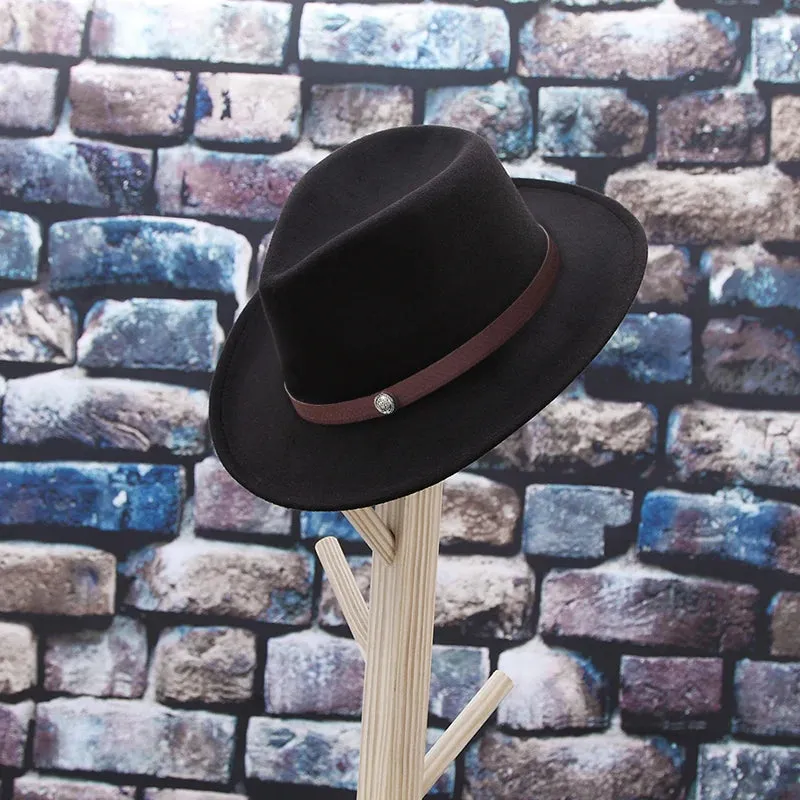 Fashion Women Men Fedoras Western Cowboy Hat Lady Sombrero Hombre Metal Piece Decoration Cowgirl Jazz Sun Caps Size 57CM