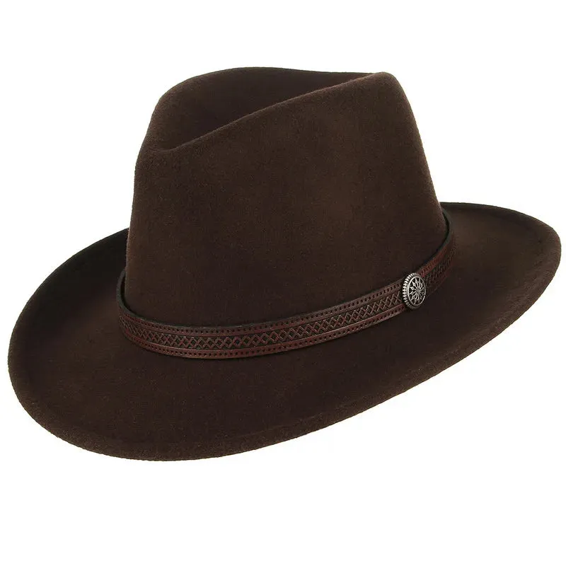 Fashion Women Men Fedoras Western Cowboy Hat Lady Sombrero Hombre Metal Piece Decoration Cowgirl Jazz Sun Caps Size 57CM