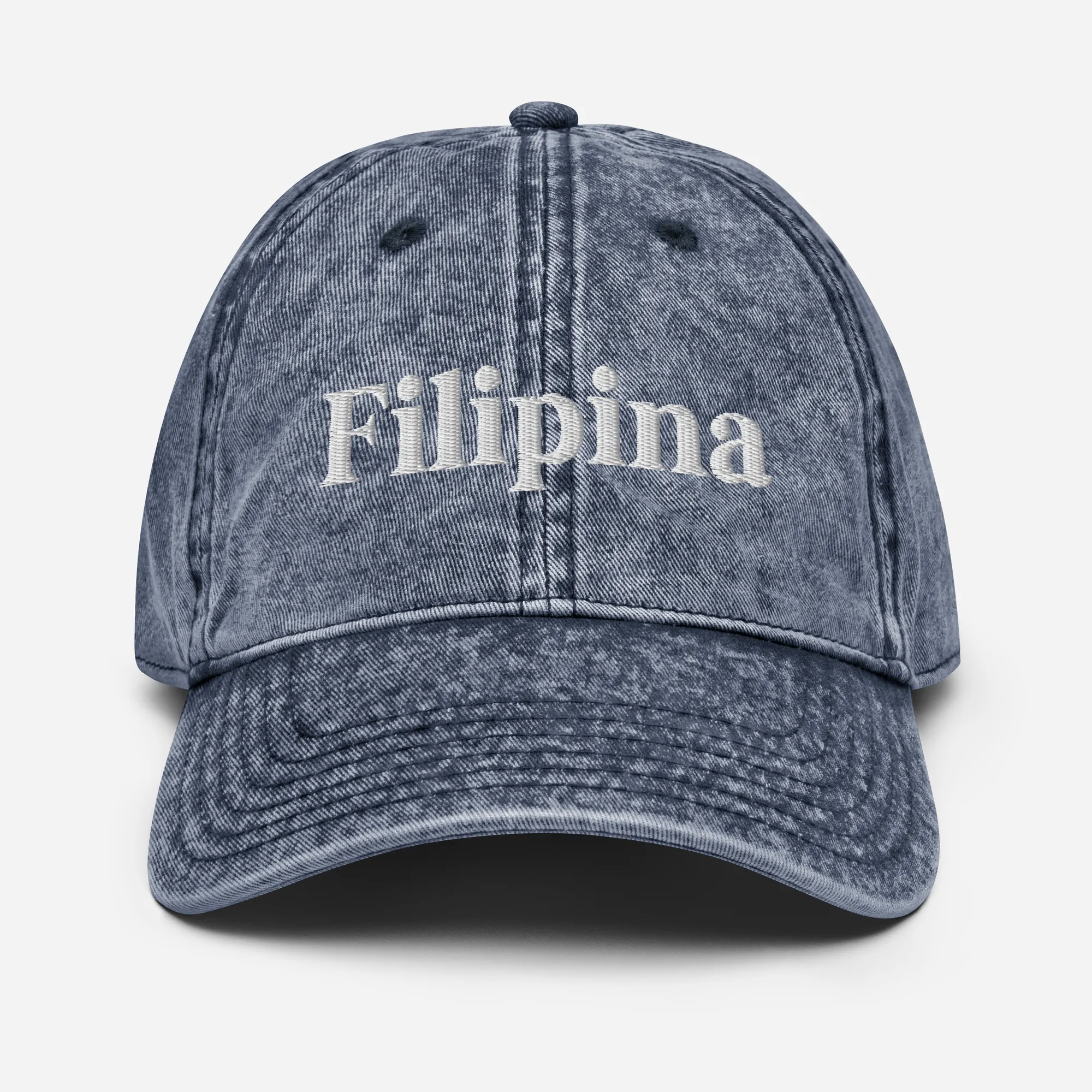 Filipina Embroidered Vintage Cotton Twill Cap