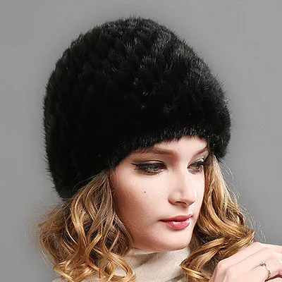 FURTALK Women Real mink fur hat winter fur hat Russian Women Winter Hat Beanie