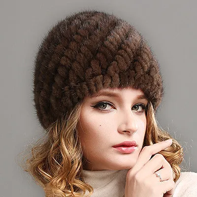 FURTALK Women Real mink fur hat winter fur hat Russian Women Winter Hat Beanie
