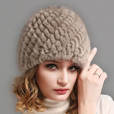 FURTALK Women Real mink fur hat winter fur hat Russian Women Winter Hat Beanie