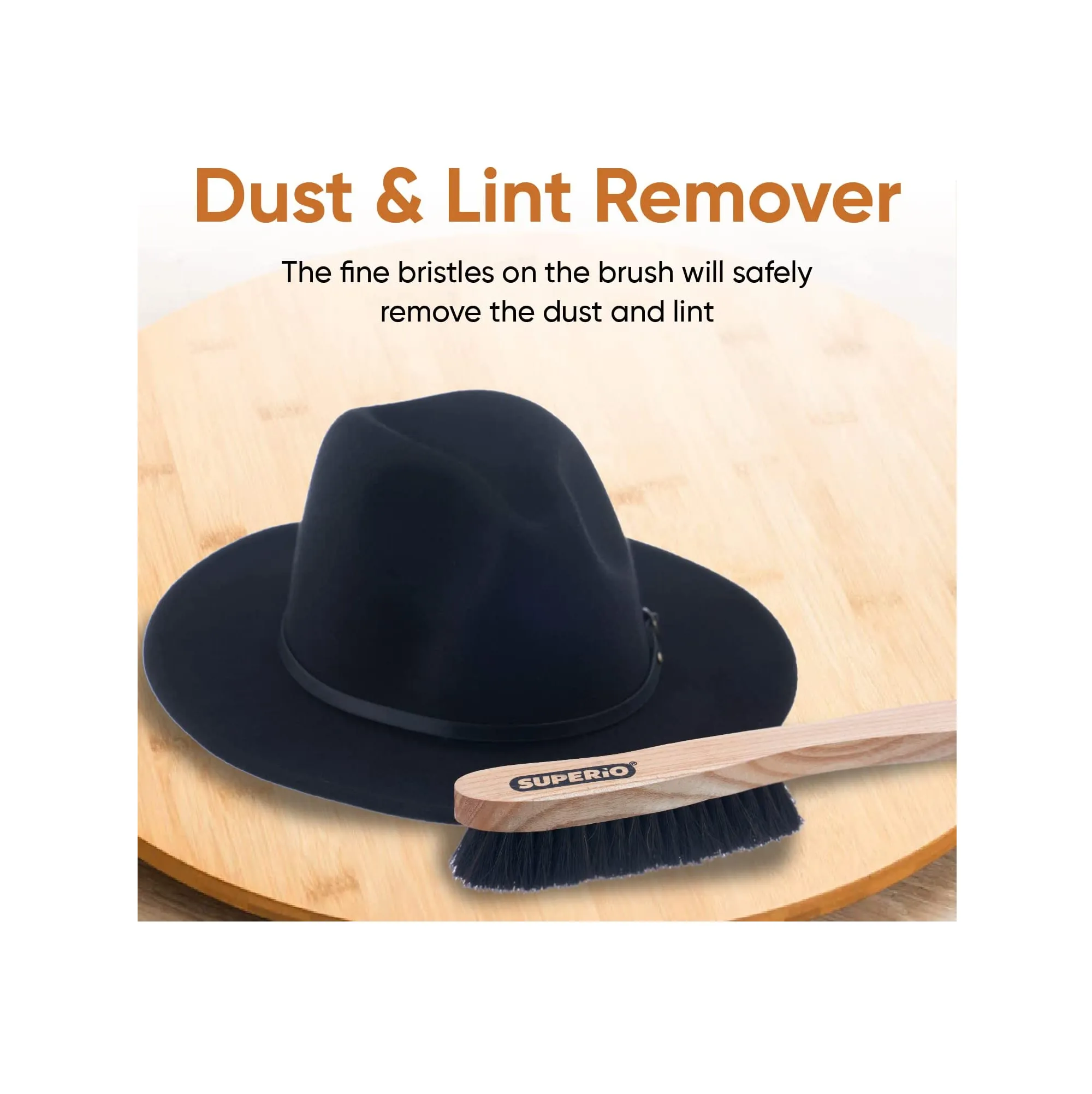 Hat Brush Horsehair Felt Hat Cleaner Horse Hair Brush for Baseball Cap Cowboy Hats Shoes and Clothes Brush Soft Bristles Wooden Cleaning Brush Durable Dust and Lint Remover 12 Pack - Superio