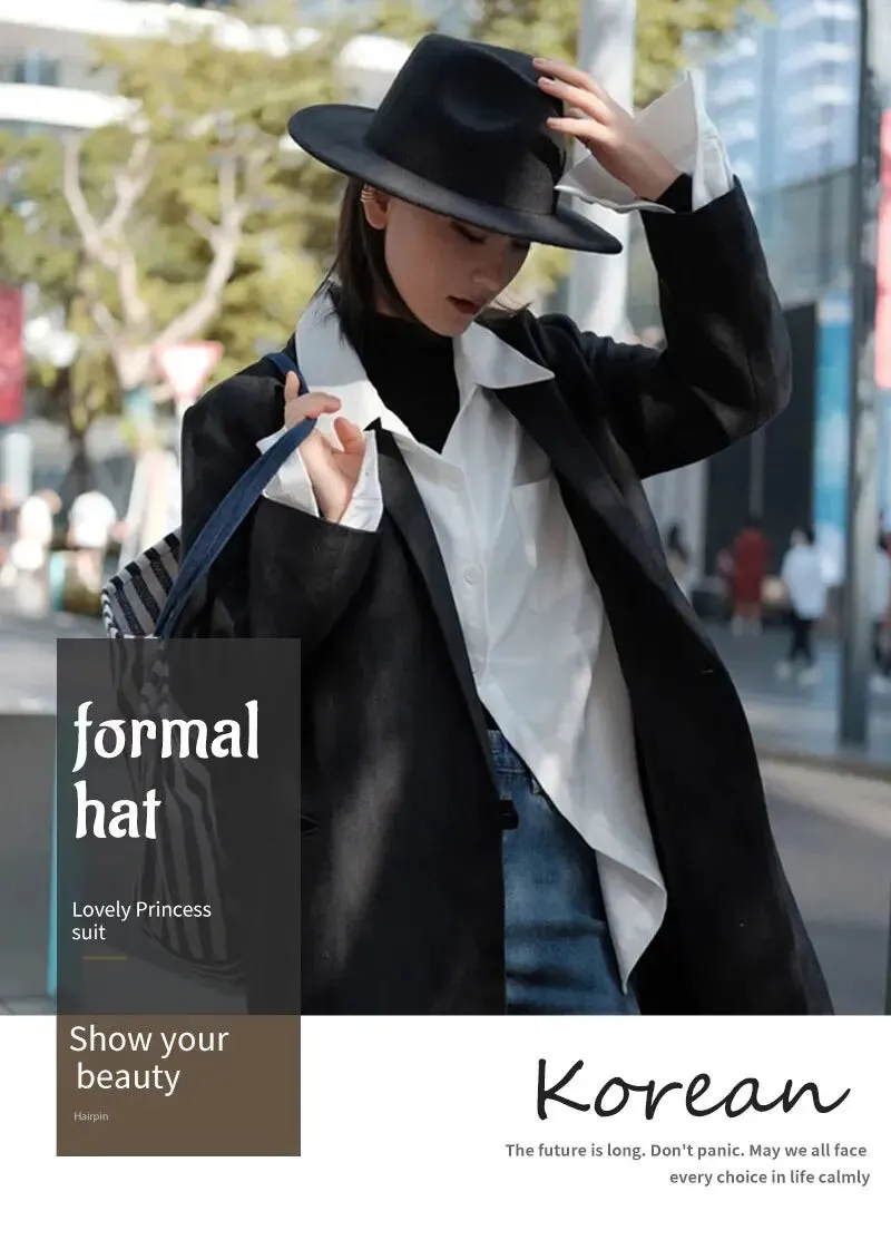 Hat Women Hat Winter Luxury Man Hats for Women Fashion Formal Wedding Decorate Camel Panama Cap Jazz Flat Brim Top Hat