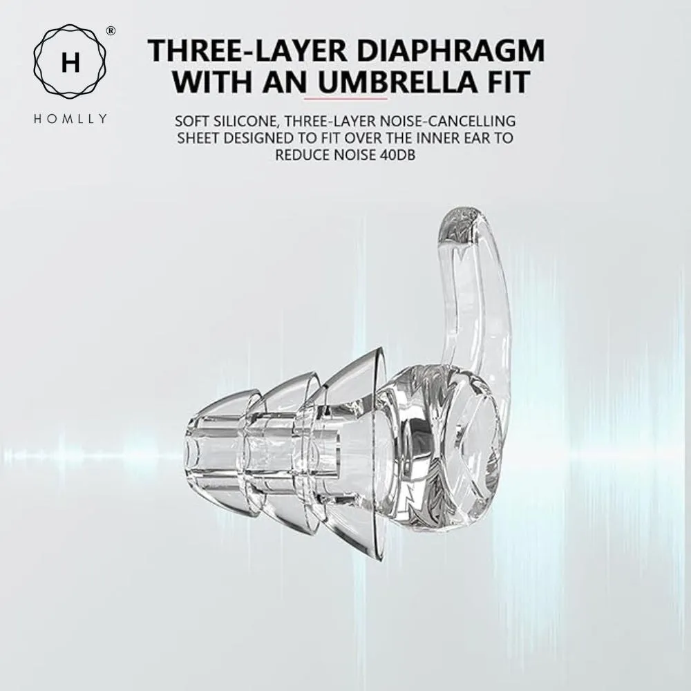 Homlly Three Layers Noise Cancelling Ear Plug with carrying box
