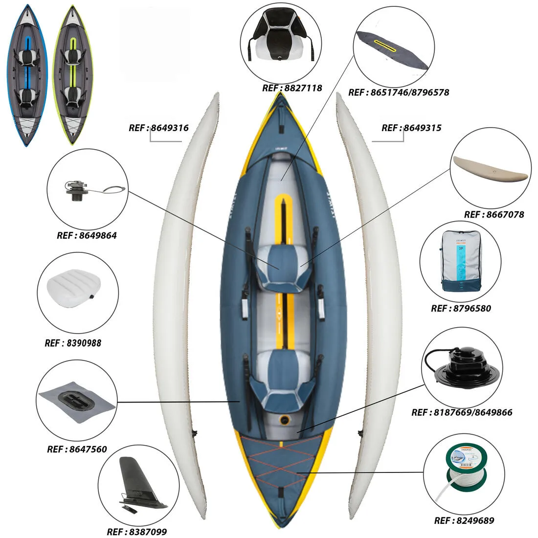 Inflatable 1- or 2-person Touring Canoe-kayak
