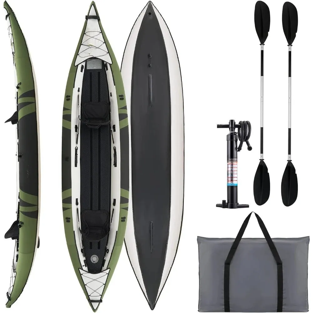 Inflatable Kayak with EVA Seats, 2-3 Person Tandem Inflatable Kayak with All The Accessories, Lake,River, and Ocean Kayaks Boat