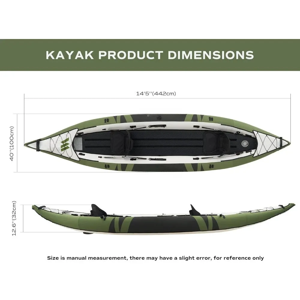 Inflatable Kayak with EVA Seats, 2-3 Person Tandem Inflatable Kayak with All The Accessories, Lake,River, and Ocean Kayaks Boat