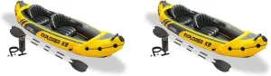 Intex 68307EP Explorer K2 Inflatable Kayak Set: Deluxe 86in Kayak Paddles and High-Output Pump – Adjustable Seats with Backrest