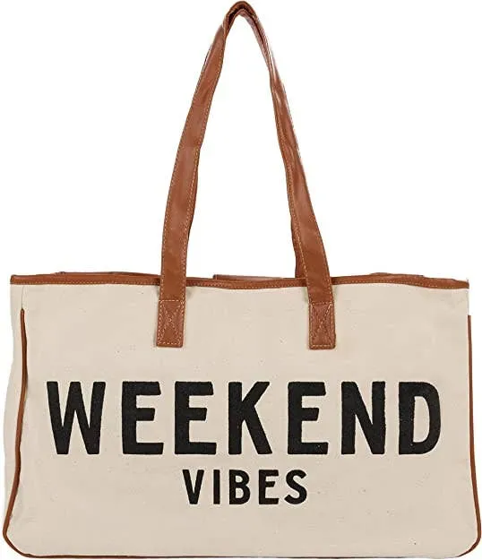 Large Cotton Tote Bag - Weekend Vibes