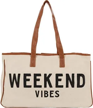 Large Cotton Tote Bag - Weekend Vibes