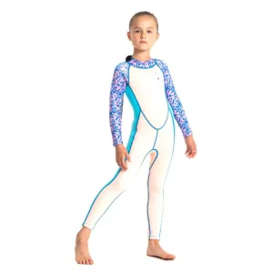 Lilac Printed Sleeves Powder Pink Full Length Scuba Swimsuit 2.5mm Neoprene  Swimwear for water adventures for Kids Teens and Adults