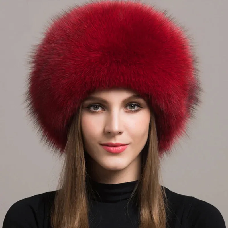 Luxurious 100% Natural Fox Fur Hat for Women – Cozy Winter Outdoor Skullies & Beanies